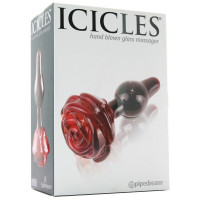 Стеклянная анальная пробка Pipedream ICICLES в виде розы, красная