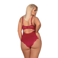 Боді з відкритою спиною Obsessive Rosalyne, бордове, XXL