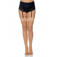 Чулки с кружевом One Size Alix Sheer Thigh High Stockings от Leg Avenue, бежевые