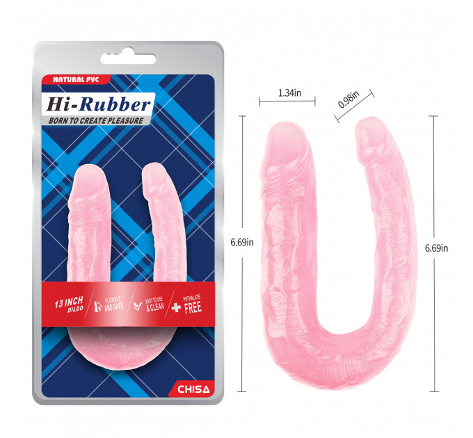 Фаллоимитатор двойной Chisa Hi-Rubber 13 Inch Dildo, розовый