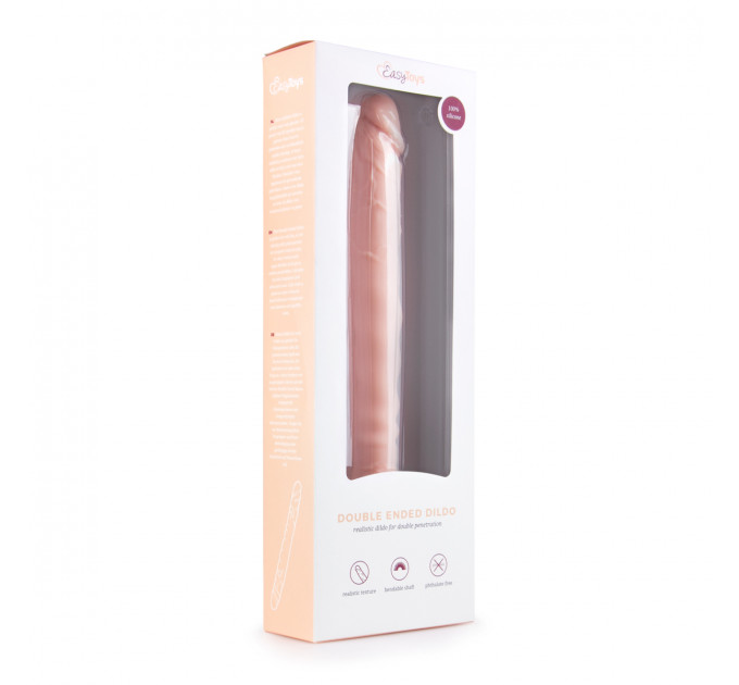 ET081SKN Фаллоимитатор с двумя концами Easytoys реалистичный, беж, 30 см