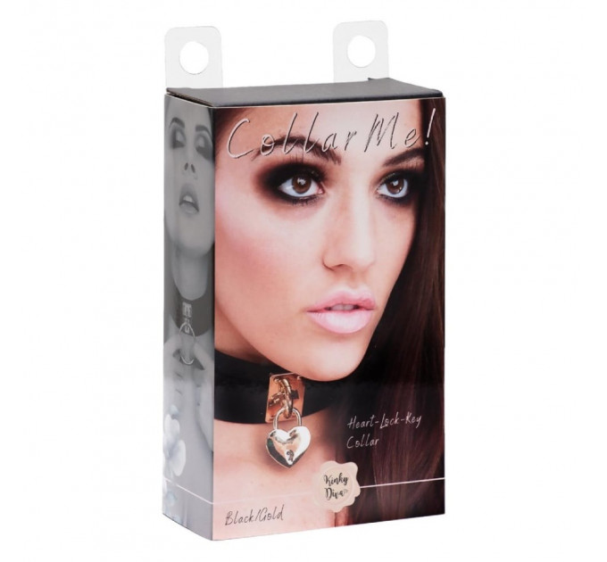 Нашийник широкий чорний Kinky Diva Collar Me! із золотистим замочком та ключиком