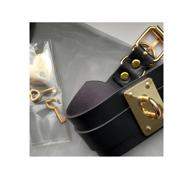 Нашийник широкий чорний Kinky Diva Collar Me! із золотистим замочком та ключиком