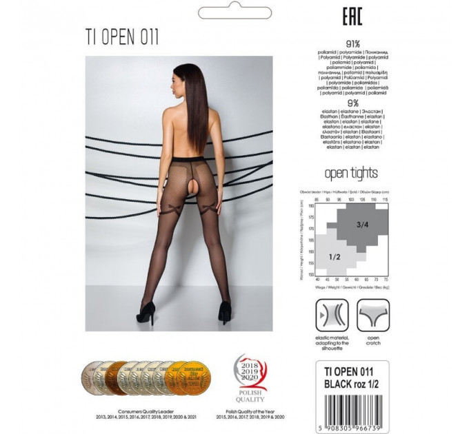 Колготки с открытым доступом и шнуровкой TIOPEN 009 black 1/2 (20 den) - Passion