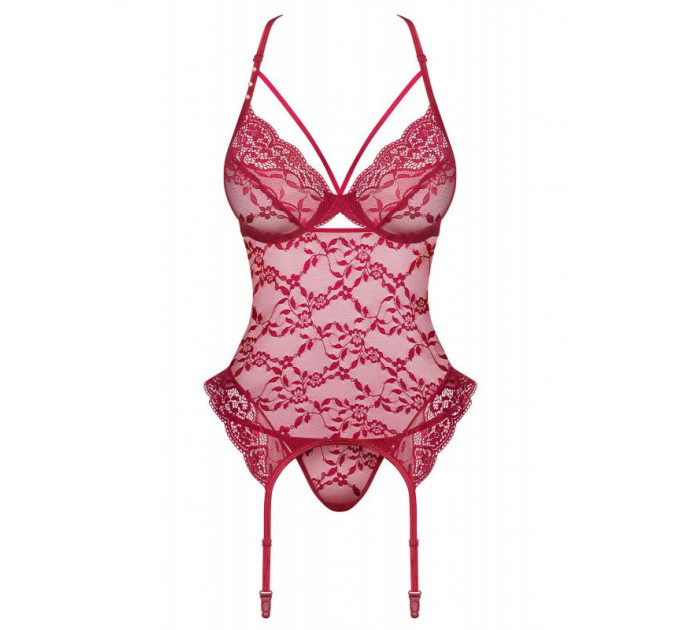 Комплект Obsessive Ivetta корсет и стринги S/M