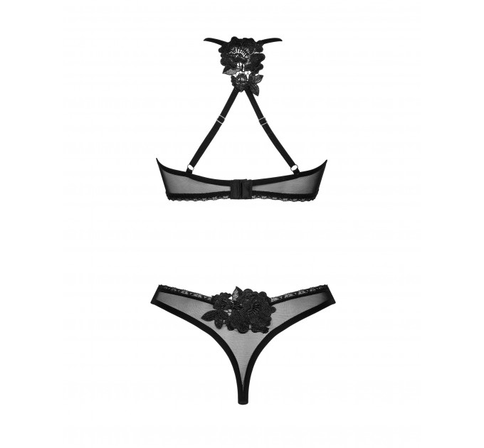 Комплект в сеточку Obsessive Latinesa лиф и трусики, черный, XS/S