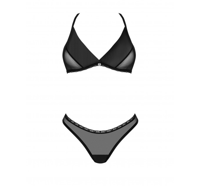 Комплект в сеточку Obsessive Latinesa лиф и трусики, черный, XS/S