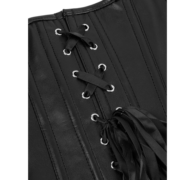 Корсет із застібкою блискавкою Star Night Sexy Leather та шнурівкою, чорний, XS (без коробки)