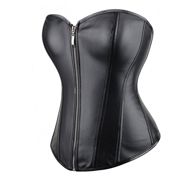 Корсет із застібкою блискавкою Star Night Sexy Leather та шнурівкою, чорний, XS (без коробки)