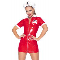 Костюм медсестры красный виниловый Black Level Vinyl Nurse 2 предмета, XL