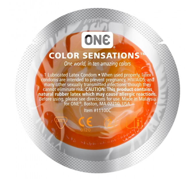 Набір презервативів латексних One Color Sensation силіконовим мастилом помаранчевого кольору (ціна за 5 шт)