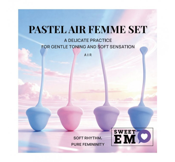 Набор вагинальных шариков Sweet Em, 4 шт с разным весом, фиолетовые, 2.8 х 14.5 см