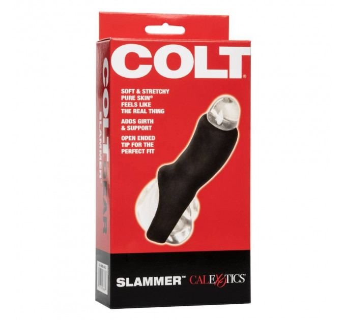 Насадка на член COLT Slammer с креплением на мошонке, черная, 10.7 х 5 см