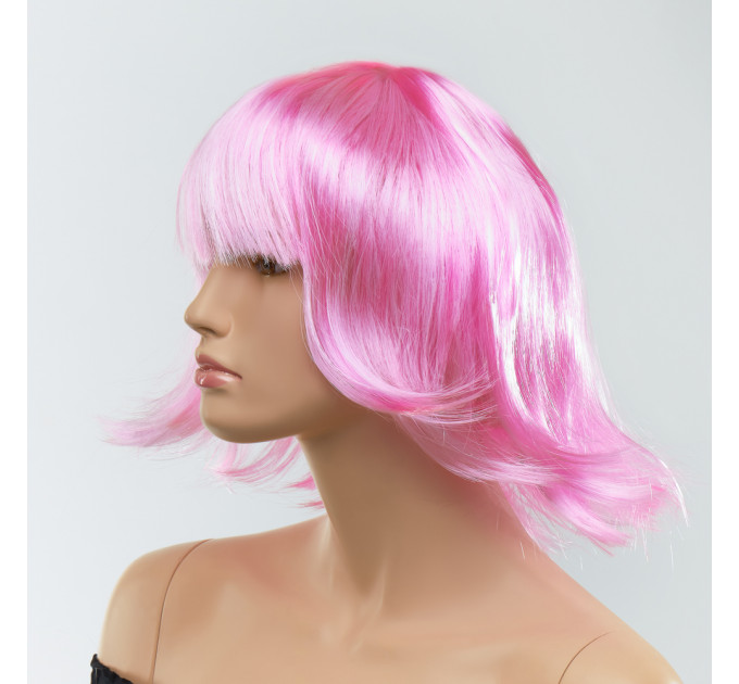 Парик каре с челкой Fetish Hair, розовый, 25 см