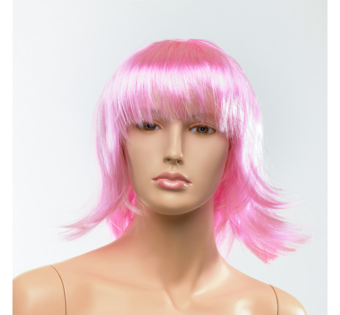 Парик каре с челкой Fetish Hair, розовый, 25 см