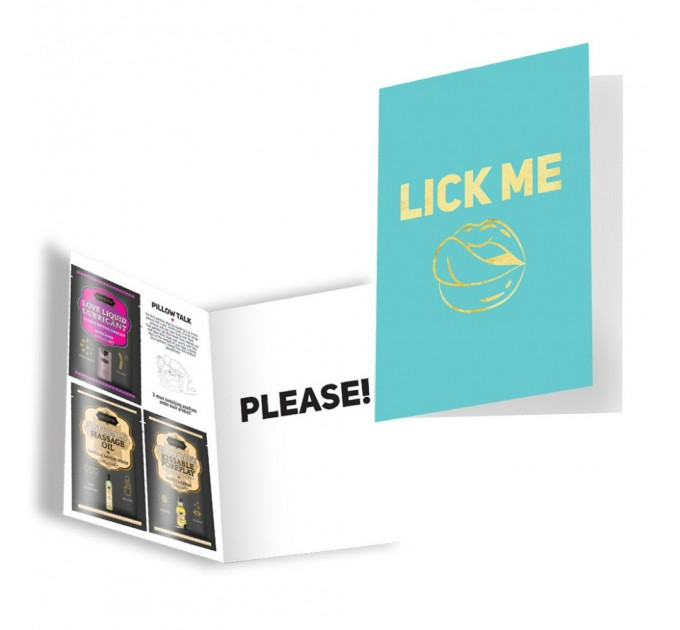 Подарочная открытка с набором Сашетов и Конверт Kama Sutra Lick Me Please