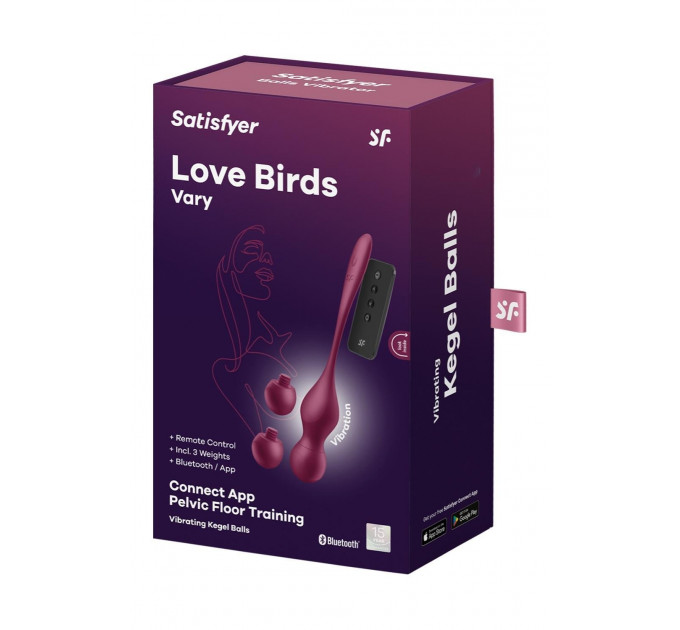 Кульки Кегеля з вібрацією Satisfyer Love Birds Vary та змінними вантажами, бордові