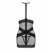 Сорочка с открытой грудью, стринги в комплекте Obsessive Lacrisia черный, XS/S