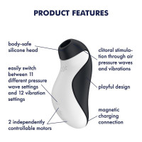 Вакуумний кліторальний стимулятор + вібрація Satisfyer Orca у вигляді пінгвіна