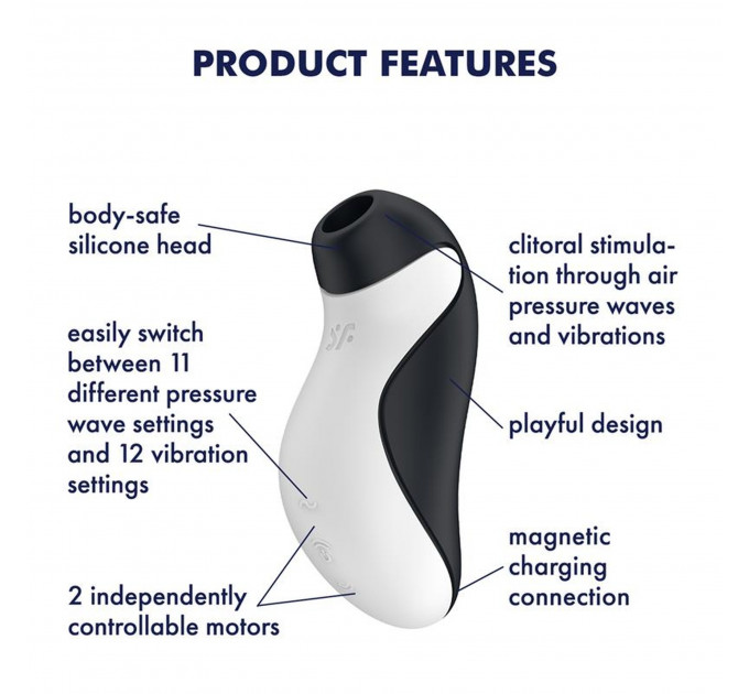 Вакуумный клиторальный стимулятор + вибрация SATISFYER ORCA WHITE