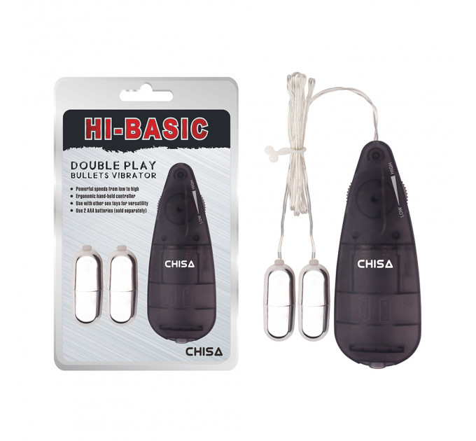 Вибропули серебристые Chisa Hi-Basic Double Play Bullets Vibrator с черным пультом управления