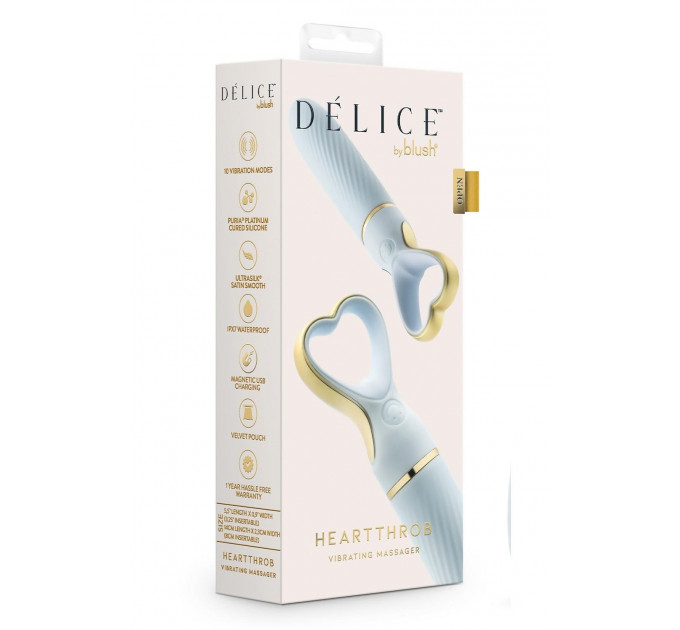 Вібратор міні класичний Blush Delice Heartthrob із рельєфом, блакитний