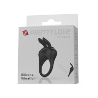 Вибро-эрекционное кольцо с ушками Pretty Love черное, 7.4 х 4.2 см