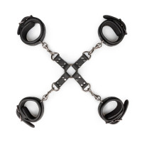 Хрестовина з фіксаторами для рук та ніг Easytoys, штучна шкіра, чорна
