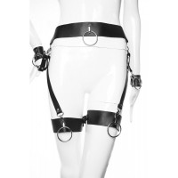 Гартеры с наручниками Candy Hero натуральная кожа, ручная работа модель G 38.1 One Size