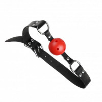 F61402 кляп з екошкіри Loveshop BREATHABLE BALL Gag BLACK / RED