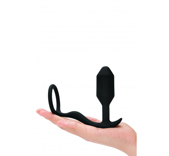 Анальная пробка с эрекционным кольцом Snug & Tug B-Vibe, силиконовая, черная