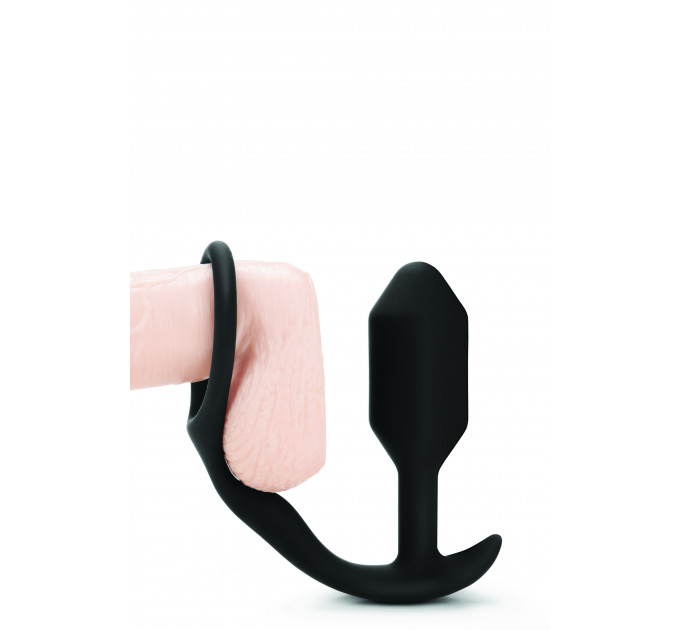Анальная пробка с эрекционным кольцом Snug & Tug B-Vibe, силиконовая, черная
