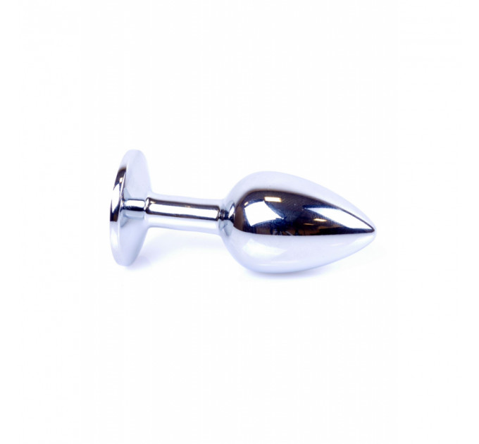 Анальная пробка с камнем Plug-Jewellery Silver PLUG- Green размер S