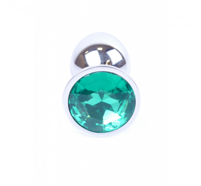 Анальная пробка с камнем Plug-Jewellery Silver PLUG- Green размер S