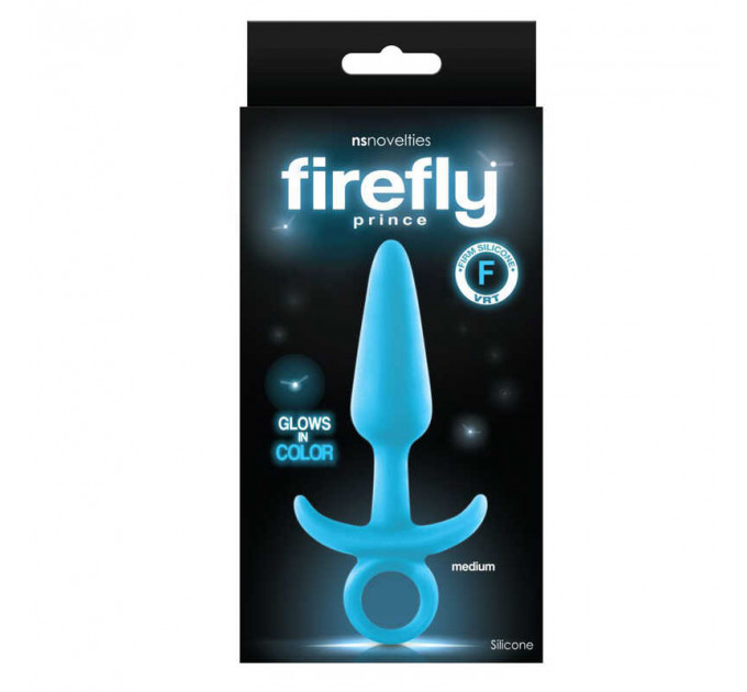 Анальная пробка с кольцом светящаяся FIREFLY PRINCE MEDIUM BLUE