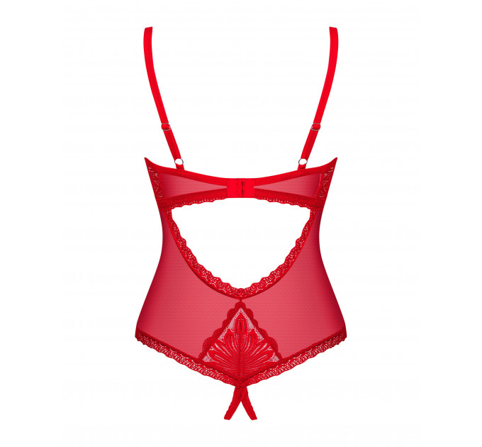 Ажурное боди с открытым доступом Obsessive Chilisa красное, XS/S