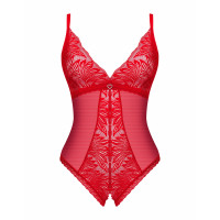 Ажурное боди с открытым доступом Obsessive Chilisa красное, XS/S