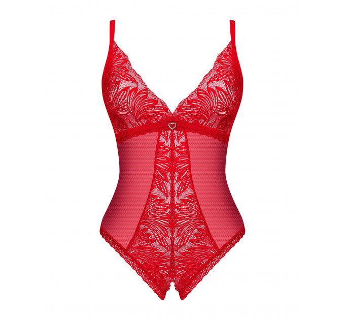 Ажурное боди с открытым доступом Obsessive Chilisa красное, XS/S