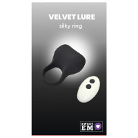 Ерекційне віброкільце Sweet Em Silky Ring з пультом, чорне, 7,6 х 5,7 см