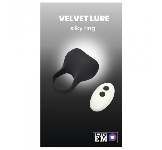 Эрекционное виброкольцо Sweet Em Silky Ring с пультом, чёрное, 7.6 х 5.7 см