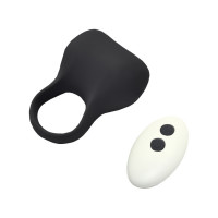 Ерекційне віброкільце Sweet Em Silky Ring з пультом, чорне, 7,6 х 5,7 см