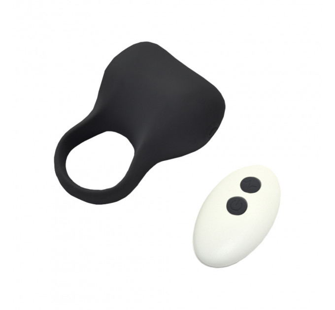 Эрекционное виброкольцо Sweet Em Silky Ring с пультом, чёрное, 7.6 х 5.7 см