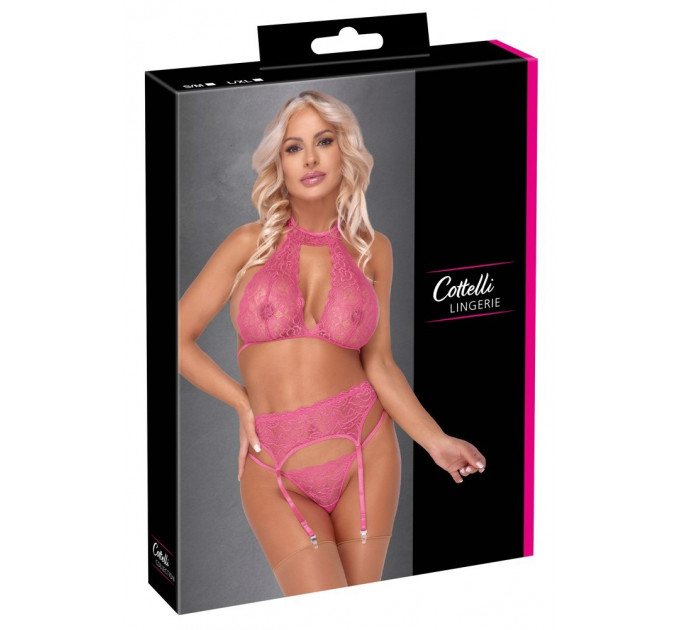 Комплект белья кружевной Cottelli, розовый, 3 предмета, размер S/M