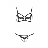 Комплект с открытым бюстом SOLON SET black S/M - Passion