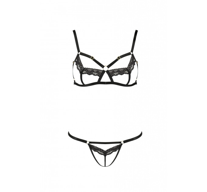 Комплект с открытым бюстом SOLON SET black S/M - Passion