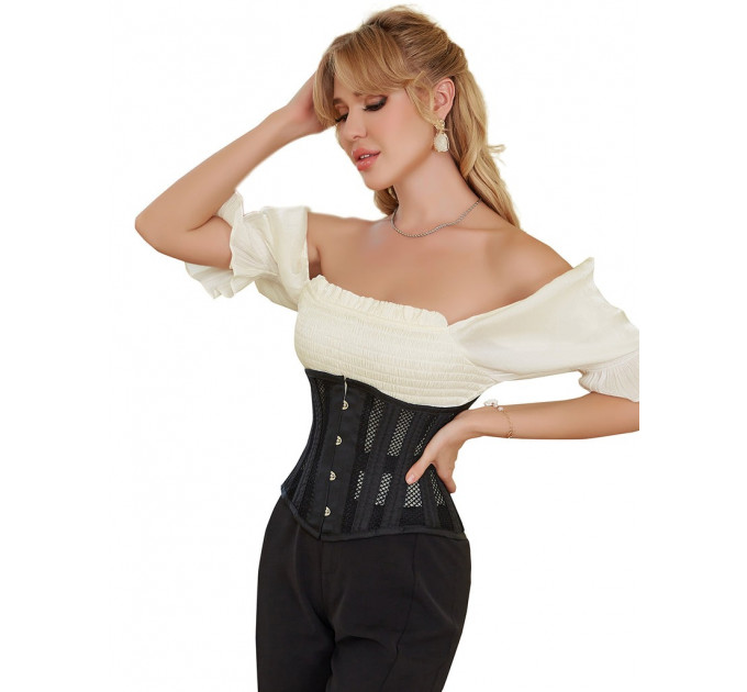 Корсет из сетки Star Night Steel Bones Grid Corsets с крючками и шнуровкой, черный, XL (без коробки)