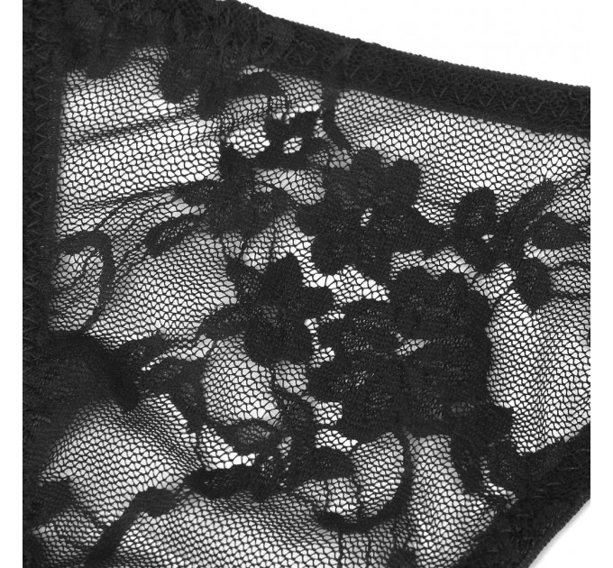 Мереживні стрінги StarNight з прикрасами стразами, чорні, S