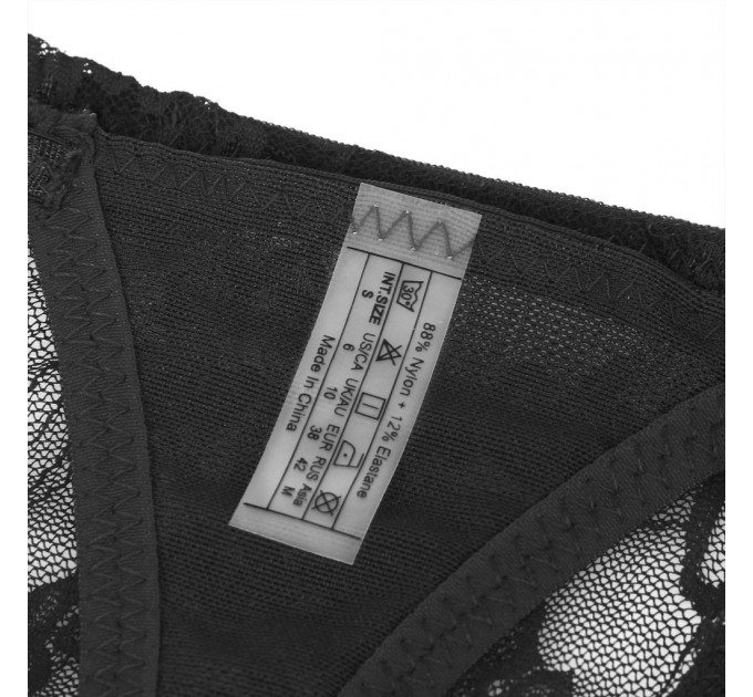 Мереживні стрінги StarNight з прикрасами стразами, чорні, S