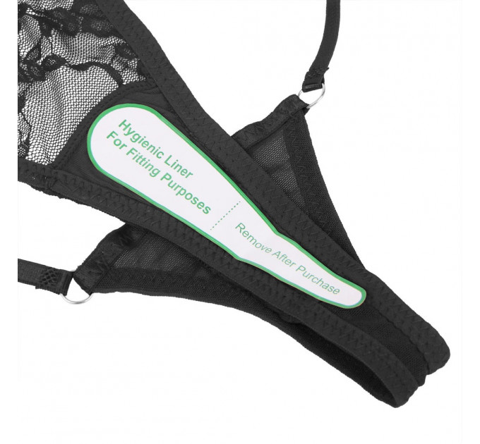 Мереживні стрінги StarNight з прикрасами стразами, чорні, S