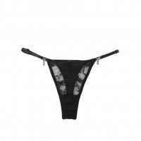 Кружевные стринги Star Night с украшениями стразами, чёрные, S